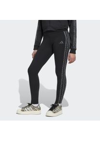 Leggings adidas Sportswear "JG AN 3S LEG", M&auml;dchen, Gr. 170, N-Gr, schwarz (schwarz, multicolor, grau six,), Obermaterial: 93% Baumwolle, 7% Elasthan, Hosen Leggings