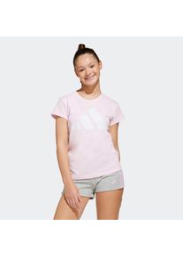 T-Shirt adidas Sportswear "ESSENTIALS KIDS", M&auml;dchen, Gr. 140, pink (clear pink, wei&szlig;), Obermaterial: 100% Baumwolle, Rundhals, Shirts T-Shirt, f&uuml;r Kinder, mit Rundhalsausschnitt, ohne Verschluss, aus Baumwolle