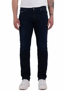Straight-Jeans Replay "GROVER", Herren, Gr. 29, L&auml;nge 30, blau (dunkelblau 781), Denim/Jeans, Obermaterial: 90% Baumwolle, 8% Polyester, 2% Elasthan, straight fit lang, Jeans Straight-Jeans, in vielen verschiedenen Waschungen, mit Stretch