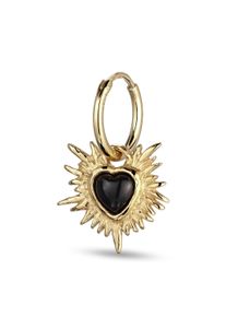 Paar Creolen HAZE & GLORY "Ohrringe Creole Herz Onyx Schwarz 925 Sterling Silber" Gr. 27, gold, Ohrringe, Damen, 27, Silber 925 (Sterlingsilber), Paar Creolen