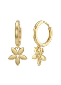 Paar Creolen Amor "Blume-Motiv", gold (gelbgoldfarben), Ohrringe, Damen, Silber 925 (Sterlingsilber), Paar Creolen