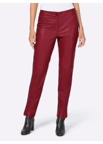Lederhose Heine, Damen, Gr. 40, Normalgr&ouml;&szlig;en, rot (kirsche), 100% Lammnappaleder, unifarben, lang, Hosen Lederhose