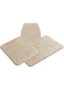 Badematte OTTO HOME "Sanremo Premium, Badvorleger, Badezimmer Teppich, sehr weich", beige (sand), H:35mm, Polyester, Badematten, Badematte, Badteppich, unifarben, rechteckig & als 3-tlg. Set erh&auml;ltlich