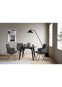 Polsterstuhl stressless "Laurel", grau (rock paloma, eiche natur), B:58cm H:92cm T:59cm, Leder PALOMA: PALOMA ist ein durchgef&auml;rbtes Semianilin-M&ouml;belleder mit nat&uuml;rlicher Narbung., St&uuml;hle, Polsterstuhl, Low Back mit Armlehne, Gr&ouml;&szlig;e L, mit schr&auml;ggestellten Beinen in Eiche