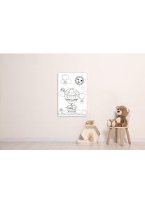 Bild queence "Ballonfahrt mit B&auml;r und Elefant", wei&szlig; (farbe bild(er): wei&szlig;), B:20cm H:30cm T:0,4cm, Alu Dibond, Bilder, Bild, DIY Wandbild aus Dibond
