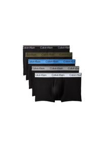 Trunk "LOW RISE TRUNK 5PK", Herren, Gr. XXL (56), 5 Stk., schwarz bodies w, schwarz, poseidon blau, Jersey, Obermaterial: 88% Polyester, 12% Elasthan, Calvin Klein Underwear, k&ouml;rpernah, Unterhosen Trunk, Mit elastischem Bund