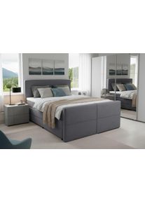 Boxspringbett Home Affaire "Lucas, Doppelbett, Polsterbett, Federkernbett, Komforbett, 160,180 cm", grau (castle rock), B:166cm L:226cm, 100% PES, Komplettbetten, Boxspringbett, inkl. Topper, zwei Bettk&auml;sten, Taschen-Federkernmatratze, H&auml;rtegrad 3