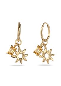 Paar Creolen Elli "Ohrringe Creole mit Citrin Sonne Gelb 925 Sterling Silber" Gr. 23, gold, Ohrringe, Damen, 23, Silber 925 (Sterlingsilber), Paar Creolen