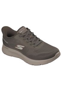 Slip-On Sneaker Skechers "GO WALK FLEX-MASTER", Herren, Gr. 50, dunkeltaupe, Textil, Schuhe Slip-On Sneaker, Schlupfschuh, Halbschuh, Freizeitschuh mit elastischen Schn&uuml;rsenkeln