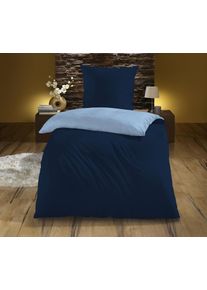 Wendebettw&auml;sche Kinzler "Mikrofaser "Cashmere Touch", navy, B/L: 135cm x 200cm, 1 Stk., 1 Stk., Polyester, B/L: 80cm x 80cm, 2 tlg., Polyester, Obermaterial: 100% Polyester, Bettw&auml;sche, Wendebettw&auml;sche, Unifarben, besonders weich