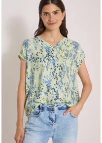 Blusentop Cecil, Damen, Gr. XS (36), gr&uuml;n (raw matcha lime), Web, Obermaterial: 100% Viskose, normal h&uuml;ftlang, V-Ausschnitt, abgesteppt, Blusen Blusentop, Sommerbluse, Elastiksaum, Frontseite bedruckt, R&uuml;cken unifarben