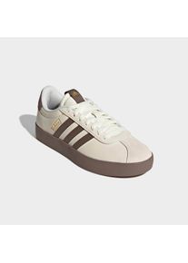 Sneaker adidas Sportswear "VL COURT 3.0", Damen, Gr. 36, sanftes wei&szlig;, earth strata, gold metallic, Leder, Synthetik, Schuhe Sneaker, inspiriert vom Design des adidas samba