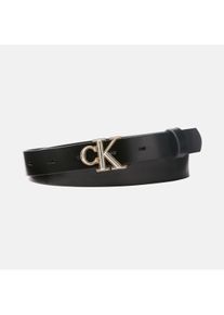 Lederg&uuml;rtel Calvin Klein "ROUND CK 2COLOR BUCKLE SMOOTH 25", Damen, Gr. 95, ck schwarz, two tone, Rindsleder, unifarben, G&uuml;rtel Lederg&uuml;rtel, Regular fit und gr&ouml;&szlig;enverstellbar