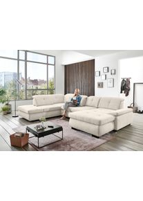 Ecksofa DIE PLANBAR "MP-IN16012 U-Form, mit Federkern-Polsterung", beige (natur), B:371cm H:85cm T:195cm, 85% Polyester;15% Nylon, Sofas, Ecksofa, inkl. Sitztiefenverstellung wahlweise mit weiteren Funktionen