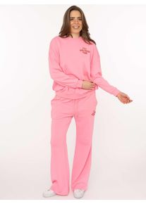 Sweathose Zwillingsherz "Feel Good Club", Damen, Gr. S/M, N-Gr, pink, Sweatware, Obermaterial: 60% Baumwolle, 40% Polyester, bestickt, unifarben, lang, Hosen Sweathose, unifarben, kleine Stickerei