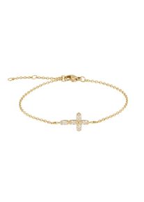 Armband Tamaris "Cross, Kreuz-Motiv", gold (gelbgoldfarben, kristallwei&szlig;, kristallwei&szlig;), Armb&auml;nder, Damen, 21cm, Edelstahl, Armband, mit Zirkonia (synth.)