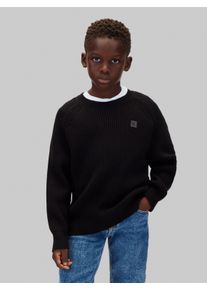 Strickpullover Calvin Klein Jeans, Jungen, Gr. 6 (116), schwarz (pvh schwarz), Strick, Obermaterial: 100% Baumwolle, unifarben, normal, Rundhals, Raglan&auml;rmel B&uuml;ndchen, Pullover Strickpullover, Raglan&auml;rmel, Regular Fit, reine Baumwolle