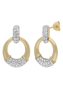 Paar Ohrstecker Firetti "Schmuck Geschenk Silber 925 Ohrschmuck Ohrringe T&uuml;rklopfer bicolor", gelbgoldfarben, silberfarben, kristallwei&szlig;, kristallwei&szlig;, Ohrringe, Damen, Silber 925 (Sterlingsilber), Paar Ohrstecker, mit Zirkonia (synth.)