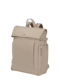 Notebookrucksack Samsonite "ESSENTIS Jana Ina Zarrella 25/31 L 15.6" RFID", Gr. B/H/T: 31cm x 44,5cm x 16cm, beige (natur), Polyester, Rucks&auml;cke Notebookrucksack, Softes, mattes Nylon, federleicht mit herausnehmbarer Trennwand