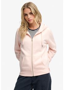 Kapuzensweatjacke Superdry "SIGNATURE EMB ZIPHOOD", Damen, Gr. XS, rosa (rose blush pink), Sweatware, Obermaterial: 60% Baumwolle, 40% Polyester, unifarben, relaxed fit normal, Rundhals, Rippb&uuml;ndchen, Sweatjacken Kapuzensweatjacke, Baumwollmischung, relaxed fit