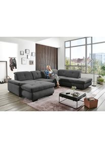 Ecksofa DIE PLANBAR "MP-IN16012 U-Form, mit Kaltschaum-Polsterung", grau, B:371cm H:85cm T:260cm, 85% Polyester;15% Nylon, Sofas, Ecksofa, inkl. Sitztiefenverstellung wahlweise mit weiteren Funktionen