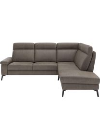 Ecksofa Home Affaire "Nalani, optionaler Sitzauszug, Breite: 252 cm", elephant, B:252cm H:104cm T:215cm, 100% Leder, Sofas, Ecksofa, Komfortabler Federkernsitz, gro&szlig;z&uuml;gige Ecke, klappbare Armlehne