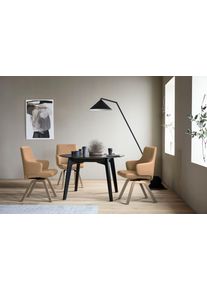 Polsterstuhl stressless "Laurel", braun (taupe paloma, eiche natur), B:58cm H:92cm T:59cm, Leder PALOMA: PALOMA ist ein durchgef&auml;rbtes Semianilin-M&ouml;belleder mit nat&uuml;rlicher Narbung., St&uuml;hle, Polsterstuhl, Low Back mit Armlehne, Gr&ouml;&szlig;e L, mit schr&auml;ggestellten Beinen in Eiche