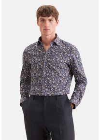 Businesshemd Seidensticker "Schwarze Rose", Herren, Gr. XXL (45), normale &Auml;rmell&auml;ngen, bunt (braun), 100% Baumwolle, bedruckt, tailored fit, 2-Knopf-Manschette, Hemden Businesshemd, Shaped 1/1 Kentkragen Druck