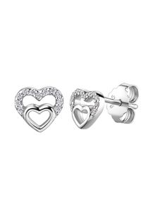 Paar Ohrstecker Firetti "Schmuck Geschenk Silber 925 Ohrschmuck Ohrringe Herz", silberfarben, kristallwei&szlig;, kristallwei&szlig;, Ohrringe, M&auml;dchen, Silber 925 (Sterlingsilber), Paar Ohrstecker, mit Zirkonia (synth.)