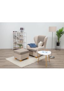 Ohrensessel Home Affaire "Oliver, B: 92 cm, Sitzh&ouml;he: 41 cm", beige (taupe), B:92cm H:103cm T:93cm, 100%Polyester, Sessel, Ohrensessel, 1 Zierkissen