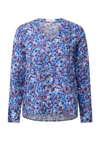 Langarmbluse RICHROYAL, Damen, Gr. 42, cobalt aura, Web, Obermaterial: 100% Viskose, bequem normal, V-Ausschnitt, Blusen Langarmbluse