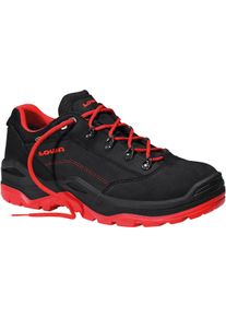Sicherheitsschuh Lowa "RENEGADE Work GTX Low" Gr. 40, schwarz (schwarz, rot), 40, Obermaterial: 100% Rindnubukleder CNU., Schuhe, Sicherheitsschuh