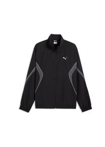 Trainingsjacke Puma "SPORT RELAXED WOVEN TRACK JACKET", Herren, Gr. L, Puma schwarz, Obermaterial: 100% Polyamid, bedruckt, relaxed fit normal, Jacken Trainingsjacke, mit Stehkragen, bedruckte Optik, Relaxed Fit, normale L&auml;nge