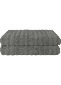 Duscht&uuml;cher Schiesser "Neapel aus 100% Baumwolle mit eleganter Hoch-Tief-Optik", grau (dunkelgr&uuml;n), B:70cm L:140cm, Frottier, Baumwolle, Handt&uuml;cher, Duscht&uuml;cher, OEKO-TEX MADE IN GREEN