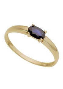 Goldring Firetti "Schmuck Geschenk Gold 333 Damenring Goldring Edelstein Farbstein" Gr. 18, gold (gelbgoldfarben, blau), Fingerringe, Damen, 18, Gelbgold 333, 1,5mm, Goldring, mit Saphir