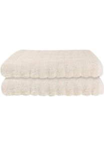 Duscht&uuml;cher Schiesser "Neapel aus 100% Baumwolle mit eleganter Hoch-Tief-Optik", beige (creme), B:70cm L:140cm, Frottier, Baumwolle, Handt&uuml;cher, Duscht&uuml;cher, OEKO-TEX MADE IN GREEN