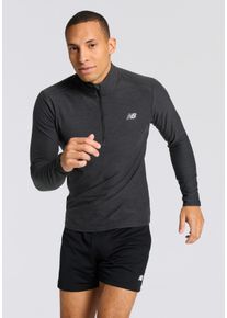 Laufshirt New Balance "Space Dye 1/4 Zip", Herren, Gr. M, schwarz, Web, Obermaterial: 84% Polyester, 16% Elasthan, unifarben, Rundhals, Shirts Laufshirt, mit Label