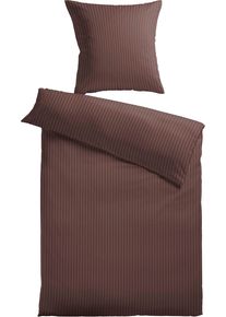 Bettw&auml;sche Kinzler "Damast-Streifen", braun, B/L: 135cm x 200cm, 1 Stk., 1 Stk., Damast, B/L: 80cm x 80cm, 2 Stk., Damast, Obermaterial: 100% Polyester, Bettw&auml;sche, Bettw&auml;sche, aus Mikrofaser
