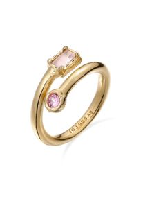 Silberring HAZE & GLORY "Ring Quarz Synthetischer Saphir Pink 925 Sterling Silber vergoldet" Gr. 56, gold, Fingerringe, Damen, 56, Silber 925 (Sterlingsilber), Silberring