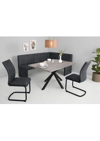 Essgruppe Hela "SPREE", grau (beton, schwarz, vt anthrazit, vintage anthrazit), Microfaser, linksb&uuml;ndig, Sitzm&ouml;bel-Sets, Essgruppe, Esstisch 140x90 cm mit Dickkante, Microfaserbezug