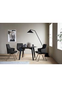 Polsterstuhl stressless "Laurel", schwarz (schwarz paloma, eiche gekalkt), B:58cm H:92cm T:59cm, Leder PALOMA: PALOMA ist ein durchgef&auml;rbtes Semianilin-M&ouml;belleder mit nat&uuml;rlicher Narbung., St&uuml;hle, Polsterstuhl, Low Back mit Armlehne, Gr&ouml;&szlig;e L, mit schr&auml;ggestellten Beinen in Eiche