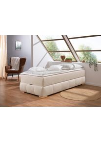 Boxbett OTTO HOME "Wehma ohne Kopfteil inkl. Bettkasten, auch in &Uuml;berl&auml;nge erh&auml;ltlich", beige, Komplettbetten, Struktur, Liegefl&auml;che B/L: 100cm x 200cm, H2 + H2, Bonnell-Federkernmatratze, Boxbett, in H2, H3 & H4 w&auml;hlbar, inklusive Topper, B:104cm L:204cm