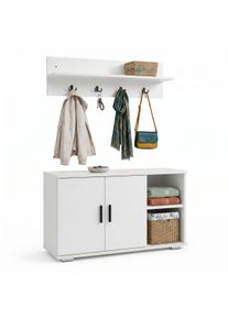 Garderobenschrank Vcm "Diele Garderoben Set Schuhschrank Sitzbank Gados L", wei&szlig;, B:90cm T:30cm, Obermaterial: 100% Holz Wood., Schr&auml;nke, Garderobenschrank