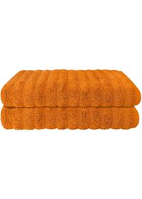 Duscht&uuml;cher Schiesser "Neapel aus 100% Baumwolle mit eleganter Hoch-Tief-Optik", orange (terrakotta), B:70cm L:140cm, Frottier, Baumwolle, Handt&uuml;cher, Duscht&uuml;cher, OEKO-TEX MADE IN GREEN