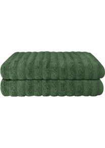 Duscht&uuml;cher Schiesser "Neapel aus 100% Baumwolle mit eleganter Hoch-Tief-Optik", gr&uuml;n (dunkelgrau), B:70cm L:140cm, Frottier, Baumwolle, Handt&uuml;cher, Duscht&uuml;cher, OEKO-TEX MADE IN GREEN
