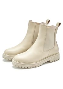 Stiefelette ELBSAND "Chelseaboots, Schlupfstiefel, Bikerboots, Sommerstiefelette", Damen, Gr. 41, beige, Obermaterial: 100% Rindsleder. Decksohle: 100% Synthetik. Futter: 100% Synthetik. Laufsohle: 100% Synthetik, unifarben, Basic, Schuhe Stiefelette, aus Leder mit Stretch-Eins&auml;tzen, Lederstiefelette