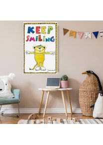 Leinwandbild LUCKYLINDE "Der kleine Tiger - Keep Smiling", bunt (farbe bild(er): bunt), B:60cm H:90cm T:2cm, Canvas, Holzrahmen, Bilder, Leinwandbild, Exklusive JANOSCH Kindermotive