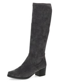 Stiefel Caprice, Damen, Gr. 38,5, XS-Schaft, grau (dunkelgrau), Textil, Schuhe Stiefel, Blockabsatz, Schlupfstiefel mit Stretch-XS-Schaft in schmaler Form