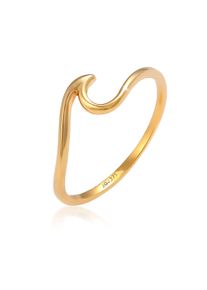 Silberring Elli Premium "Ring Wellen Wave Strand Maritim 375 Gelbgold" Gr. 56, gold, Fingerringe, Damen, 56, Gelbgold 375, Silberring
