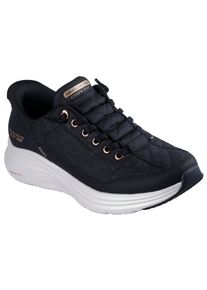 Slip-On Sneaker Skechers "CONTOUR FOAM-GOLDEN HOUR", Damen, Gr. 35, schwarz, Leder, Lederimitat, Mesh, gesteppt, Schuhe Slip-On Sneaker, Slipper, Freizeitschuh, Schlupfschuh mit Slip-Ins Funktion
